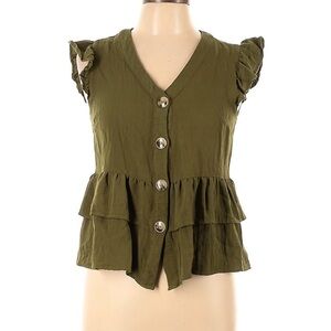 Hayden Army Green Ruffle Top